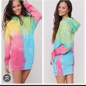 Victoria's Secret Pink x Spiritual Gangster Collab Tie Dye Hoodie Dress S